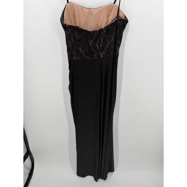 Betsy & Adam Gown Womens 2 Black Lace Corset‎ Sequin Ruched Formal Evening Dress - Image 3