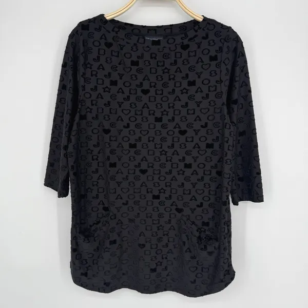 Marc by Marc Jacobs Swim‎ Cover Tunic Dress Small Black Logo Vacation Resortwear - Image 2