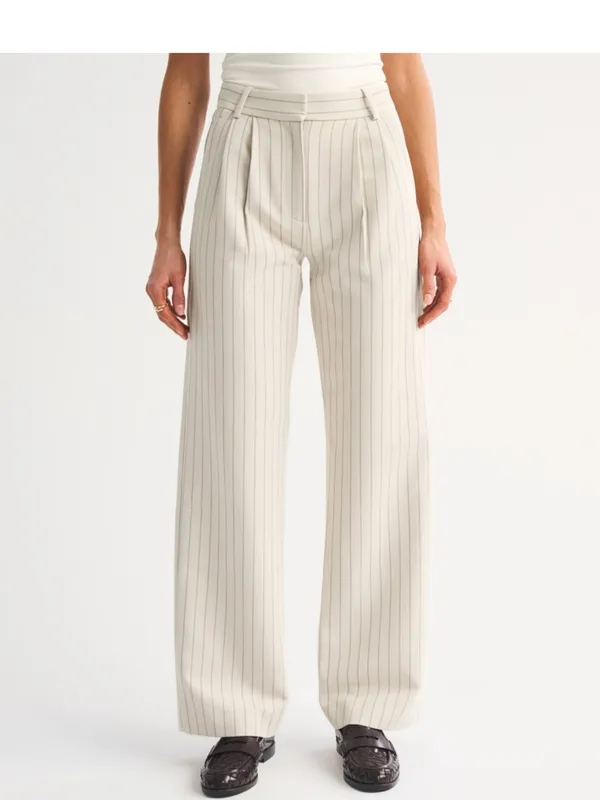 Abercrombie and Fitch SHORT Sloane Tailored Pant Trousers White Pinstripe 27/4 - Image 2