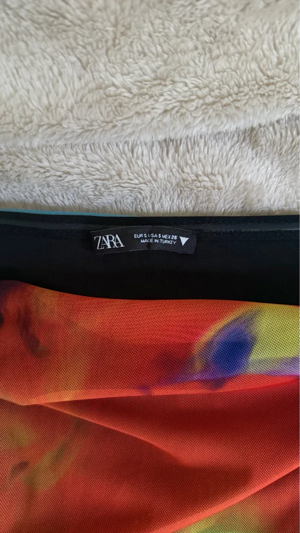 Zara Strapless Multicolored Printed Midi Dress - Image 3