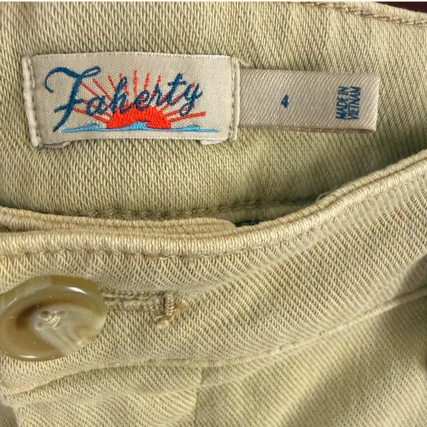 Faherty Women's Coastline Stretch Chino Wide Leg Casual Cotton Khaki‎ Pants Sz 4 - Image 10
