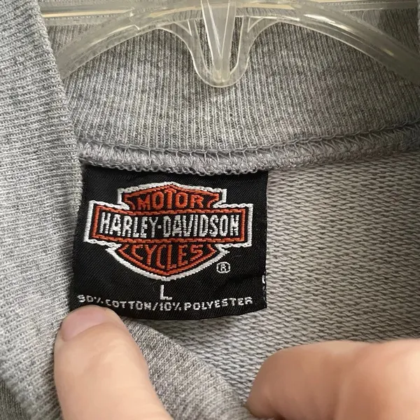 Vintage Y2K Harley‎ Davidson Snap Up Sweatshirt Women’s L Jamestown Heather Gray - Image 5