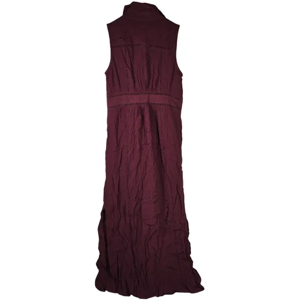 Bardot Maxi Dress Burgundy Sleeveless Button Front‎ Collared Viscose Size 2 - Image 2