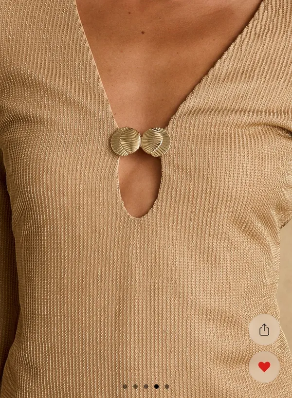 12th Tribe Gold Long Sleeve Mini Dress - Image 4
