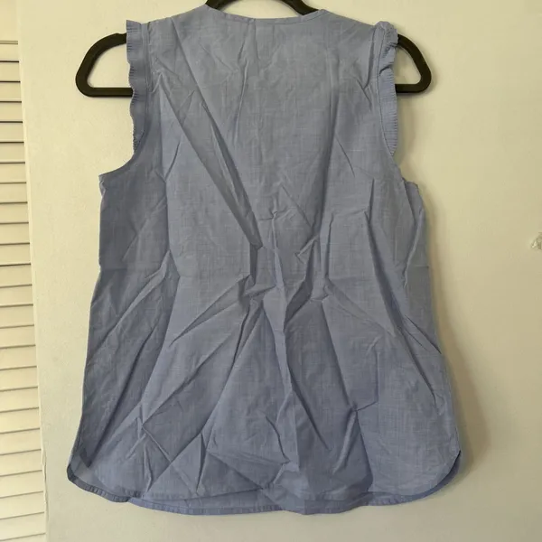 J.Crew Womens Light Blue‎ Pleated Ruffle Sleeveless Blouse Top Size 2 - Image 6