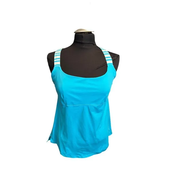 Lululemon Womens Blue Striped Crossback Athletic Tank Top sz 10 - Image 2