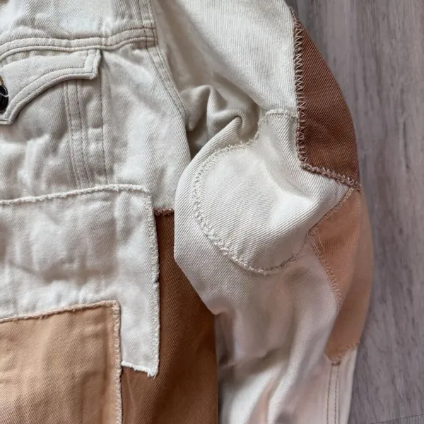 Urban Outfitters BDG Adult/Women’s Patchwork White Denim Jean Jacket L - Image 7