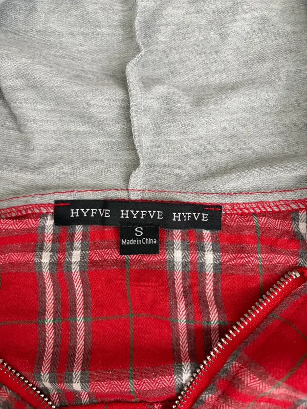 Red Plaid Zip-Up Hoodie - Image 3