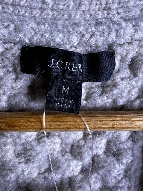 J. Crew Cable-Knit Merino Wool Alpaca Blend Cardigan Sweater Off White. Medium - Image 9