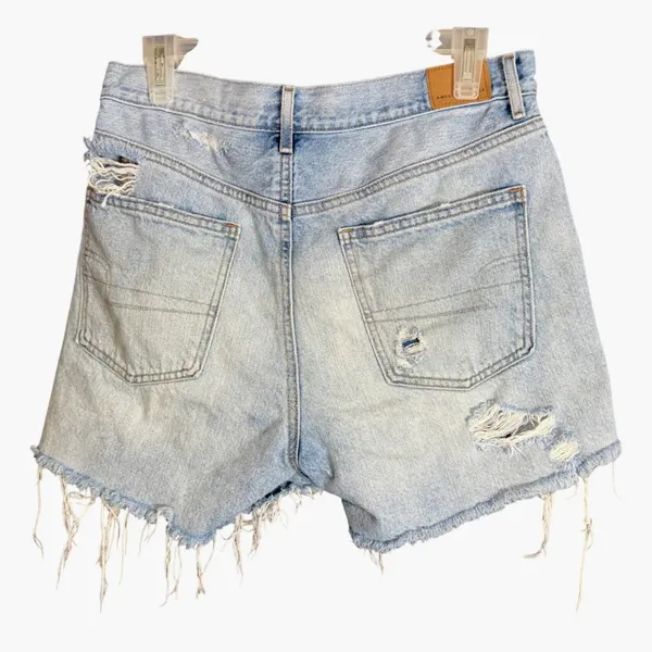 American Eagle Womens Size 6 90s Boyfriend Shorts Blue Denim Distressed Cut Off - Image 3
