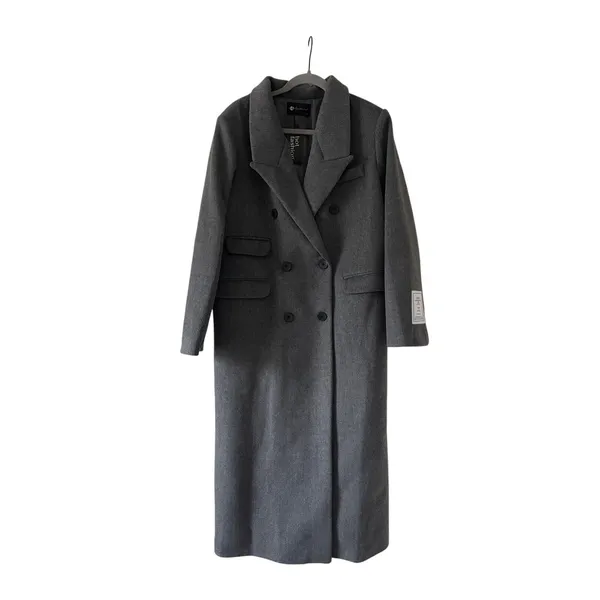 NWT Hot Fashion Gray Long Wool Blend Coat Double Breasted Maxi Coat M - Image 5