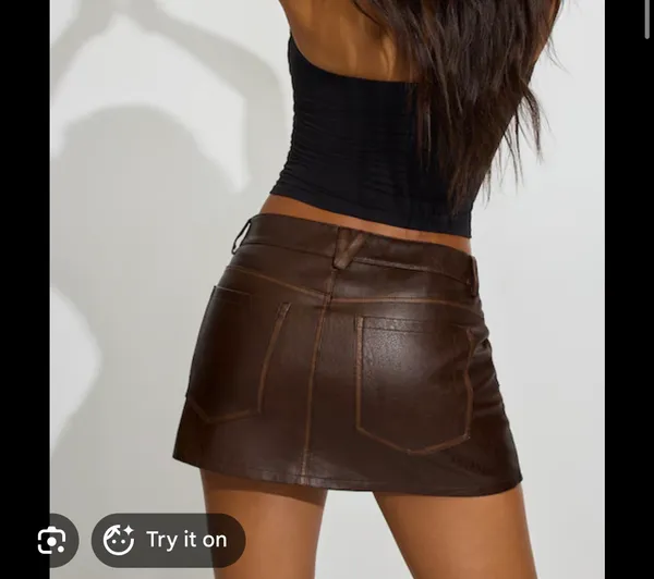 Brown leather skirt  Garage - Image 4
