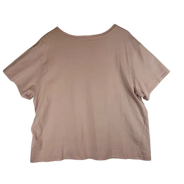 nuuds Women XXL Pink Cotton Relaxed Boxy Short Sleeve T-Shirt Distressed Hem - Image 2