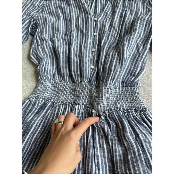 Rails Jasmine Linen Mini Dress in Tibet Stripe Blue - Image 3