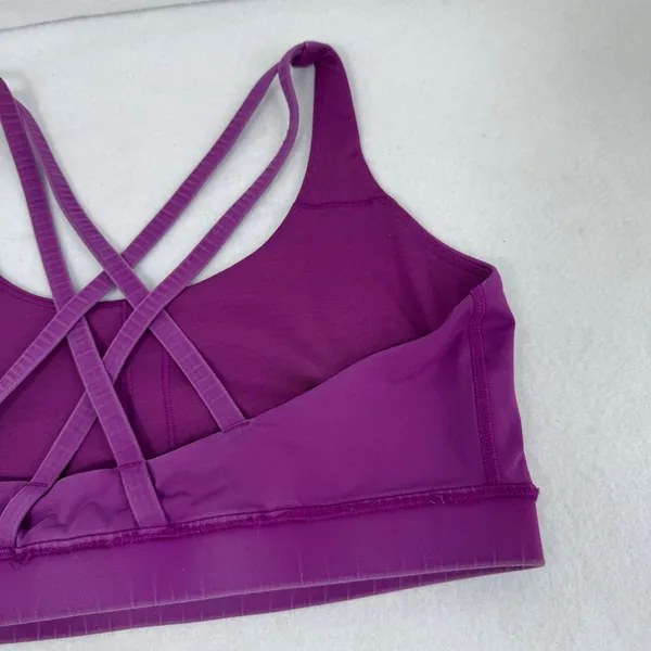 Lululemon Strappy Back Sports Bra Purple Sz 12 Womens Medium Impact Workout Bra - Image 6