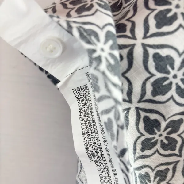 Zara Linen Floral‎ Print Button-up Shirt Tunic, 3/4 Sleeve, White/Blue XSmall - Image 11