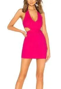 New By The Way. Revolve Hot Pink Sovoy Mini Halter Dress Size Small - Image 2