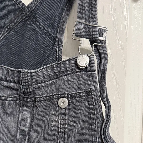 Free People Washed Black Denim Destroyed Boyfriend Overalls Utility Minimalist - Image 5