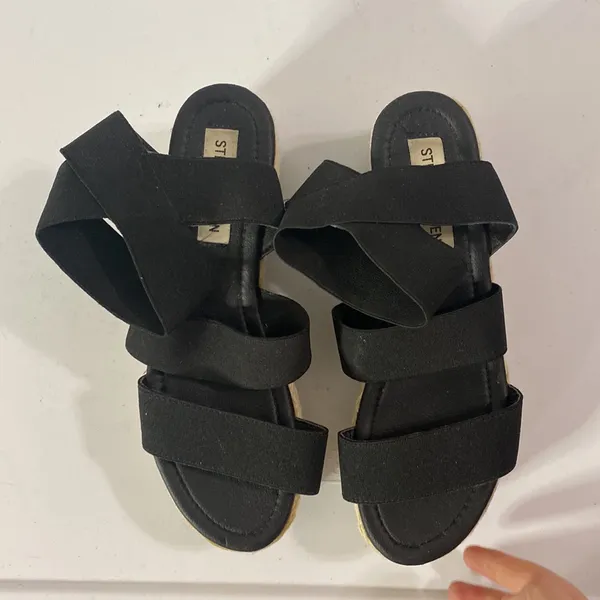 Steve Madden Kacia platform espadrille ankle wrap strappy sandals in black sz 6 - Image 5