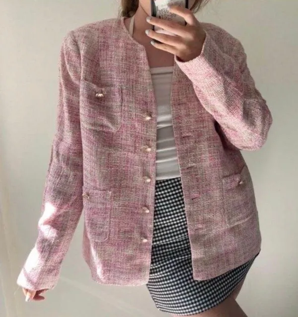 NWOT Light Pink and White Twill Blazer - Image 2