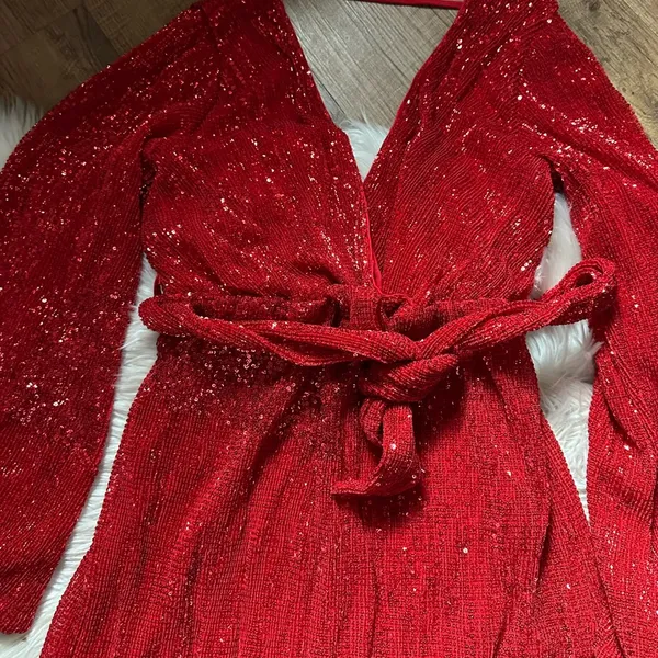 HELLO MOLLY Static Memory Sequin Dress In Red - Image 9