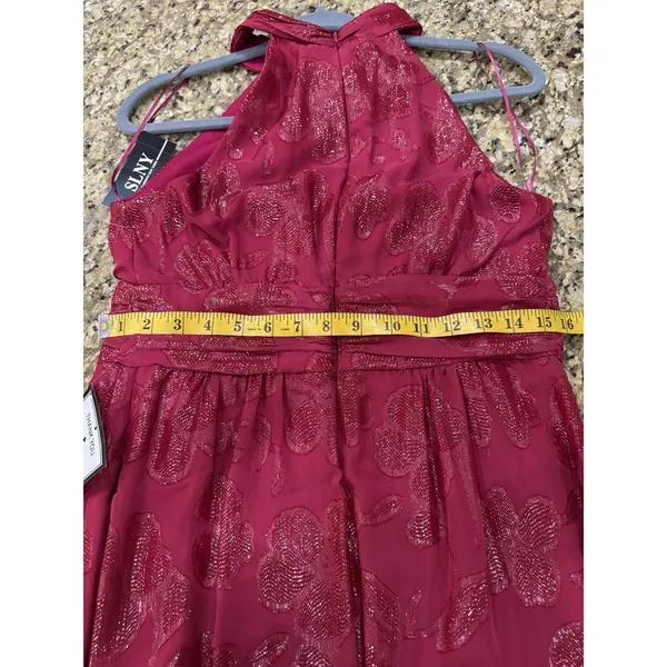 SLNY Fashion Women's Burnout Chiffon Sleeveless Gown Size 6 Fushia - Image 7
