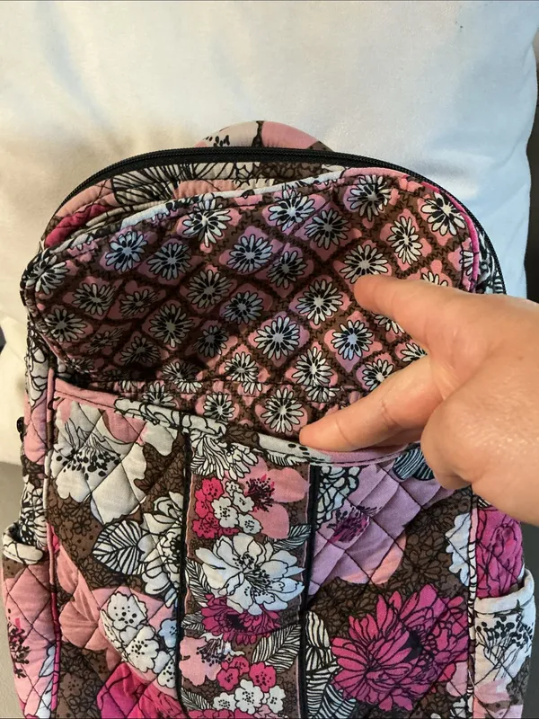 Vera Bradley Pink & Brown Quilted Floral Backpack - Image 3