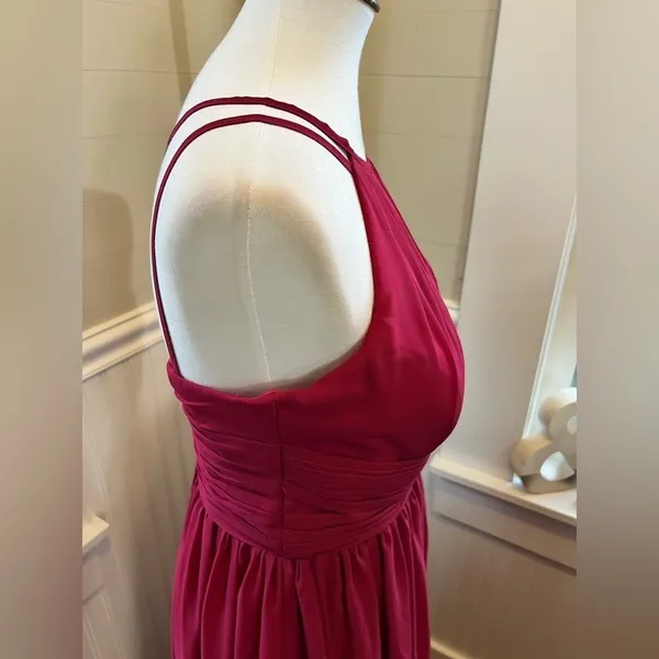 JJ's House Berry Chiffon Pleated A-Line Floor-Length Bridesmaid Dress S/M - Image 10