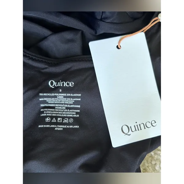 NWT Quince Italian Under-Wire One Piece Swimsuit Black & White Contrast Small - Image 5