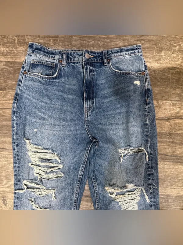 ZARA Women’s Distressed Ripped Straight Leg Jeans Size 12 - Image 5