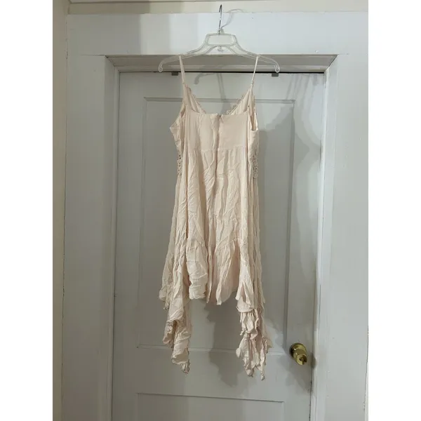 Pink Crochet Slip Dress Women’s Large Asymmetrical Flowy Boho Concert Festival - Image 7