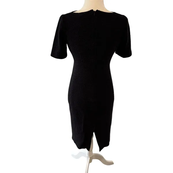 Theory | Black Tweed Cotton Knit Dress Size 4 Knee Length Career Work Business - Image 3