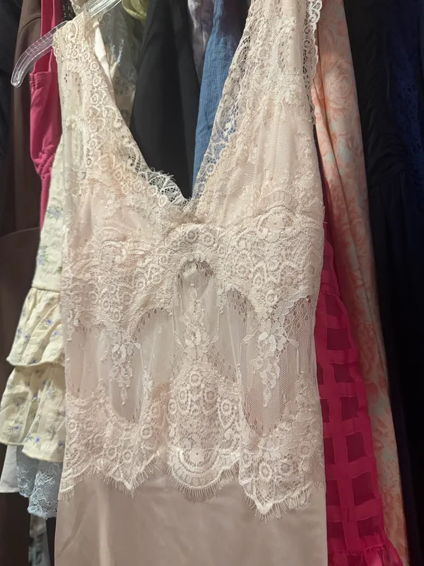 Lace Top Maxi Dress in Blush Color - Image 2