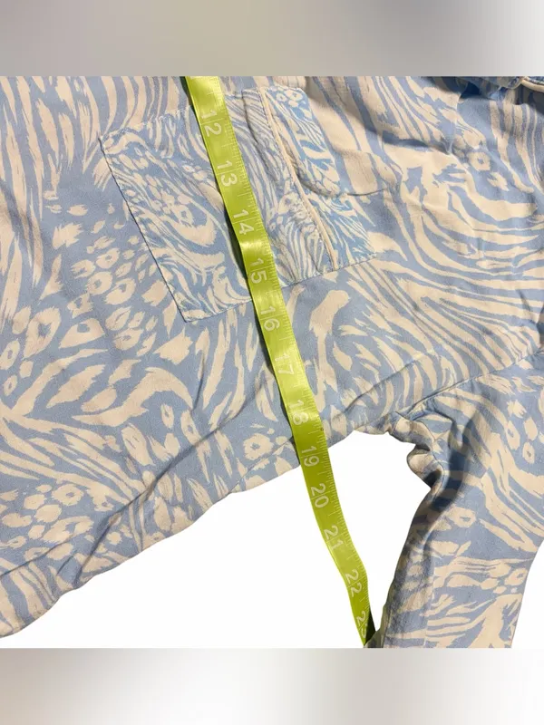 Maaji Wide Leg Pajama Set Size Small Blue and White Print - Image 9