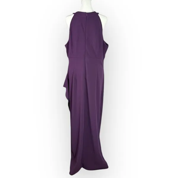 S.L. Fashions SLNY Maxi Dress Women's Plus 18 Purple Embellished Halter Neckline - Image 5