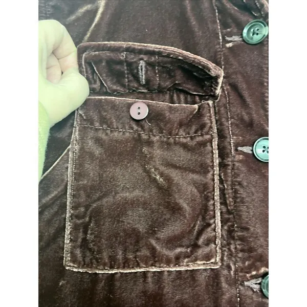 Loft Women’s Velvet Gorgeous Red Button Down Jacket Long Sleeve Pockets Small - Image 14