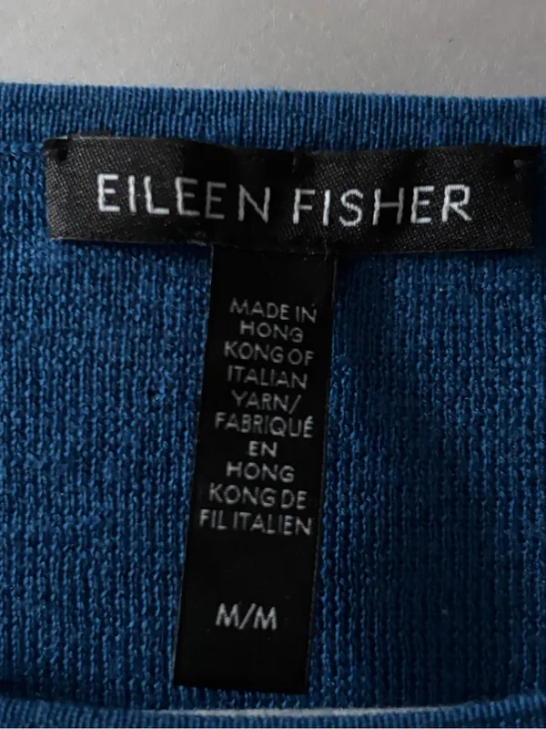 Eileen Fisher Superfine Merino Wool Womens M Blue Sleeveless Knit Tank Sweater - Image 8