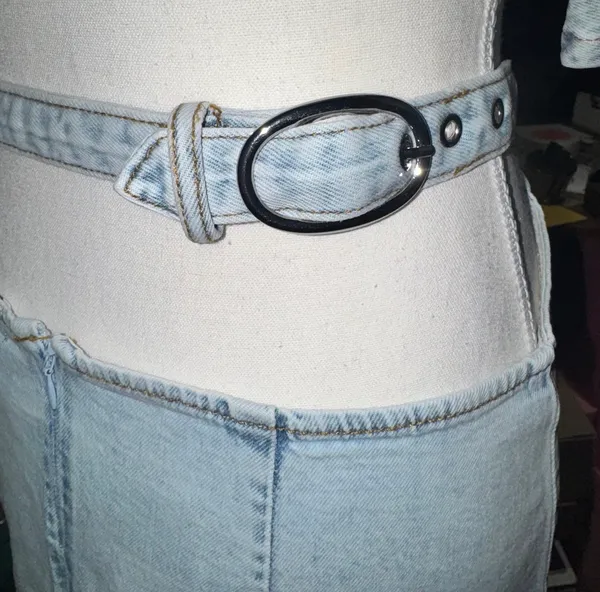 We Wore What Cropped denim top & cut out skirt - Image 9