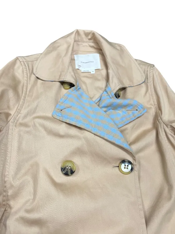 Anthropologie wms beige blue fall winter trench coat/jacket sz XS SKU 10-700 - Image 5