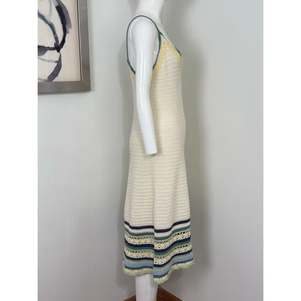 Universal Threads Women’s Crochet Knit Midi Dress Cream Summer Boho Beach Resortwear NWT Size M - Image 5