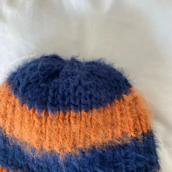 striped orange and blue Chicago Bears NFL fuzzy women’s beanie - Image 4
