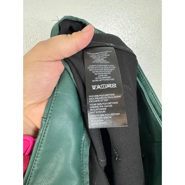 Maeve Anthro The Colette Full Length Faux Leather Pants Muted Aqua Teal Size 33 - Image 6