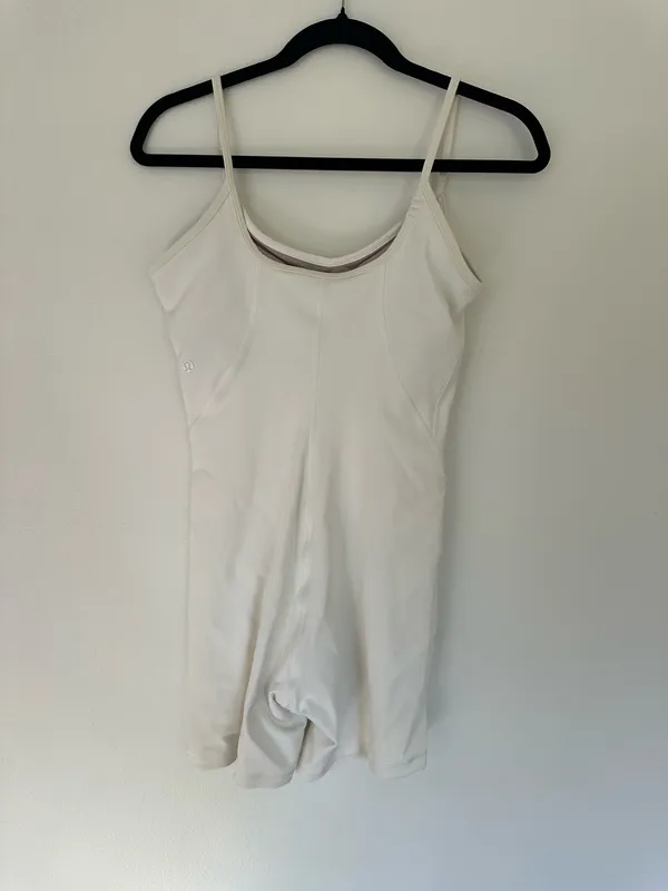 Lululemon Ribbed Contoured Yoga Unitard 6" Length White 6 - Image 2
