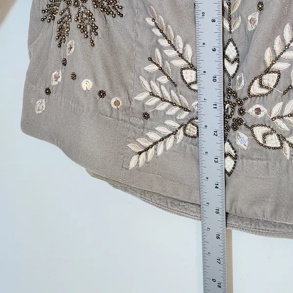 Free People Gray Velvet Embellished Snowflake Mini Skirt Size 8 - Image 9
