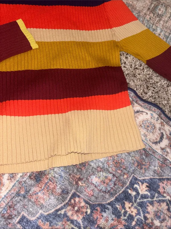 Juniors Love Star Striped Rib-Knit Mock Neck Fitted Sweater - Image 4