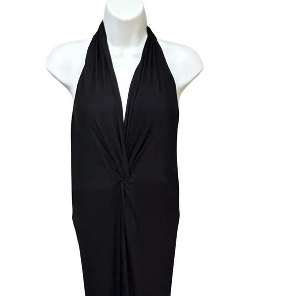 Free People Beach Black Halter Twist Knot V-Neck Open Back Maxi Dress Small - Image 3