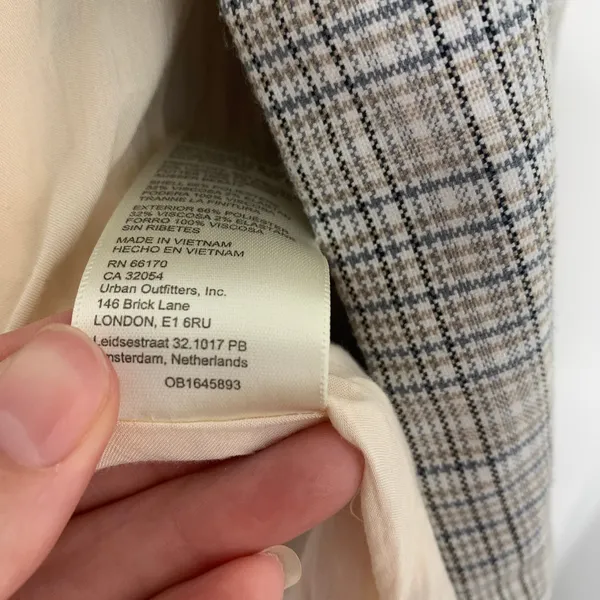 Free People Olivia Plaid Blazer Natural Plaid Combo Womens Small - Image 14