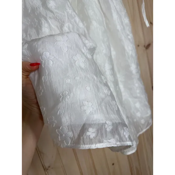 NWT Lulus Exceptionally Angelic White Floral Puff Sleeve Mini Dress Summer Sze M - Image 5