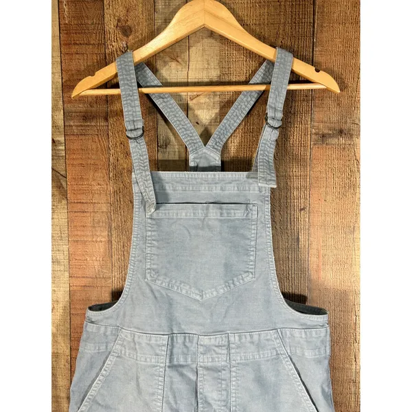Aerie Light Blue Corduroy Overalls Raw Hem Adjustable Straps Size S Small P - Image 4