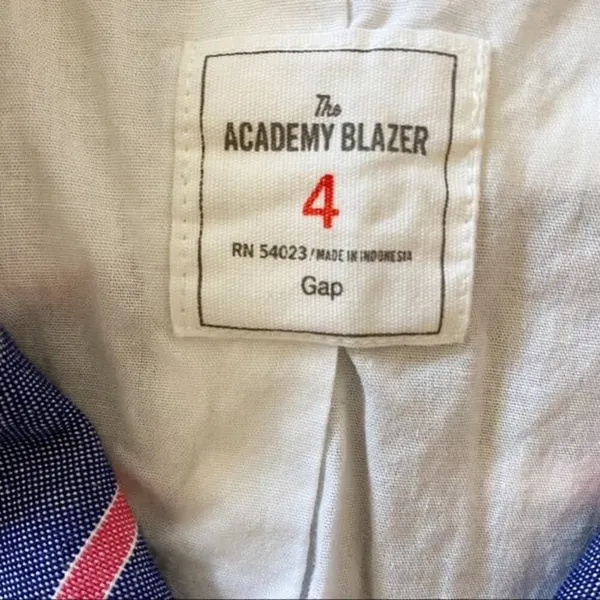 Gap The Academy Blazer Navy Blue Pink Striped Cotton Jacket Womens Size 4‎ - Image 12
